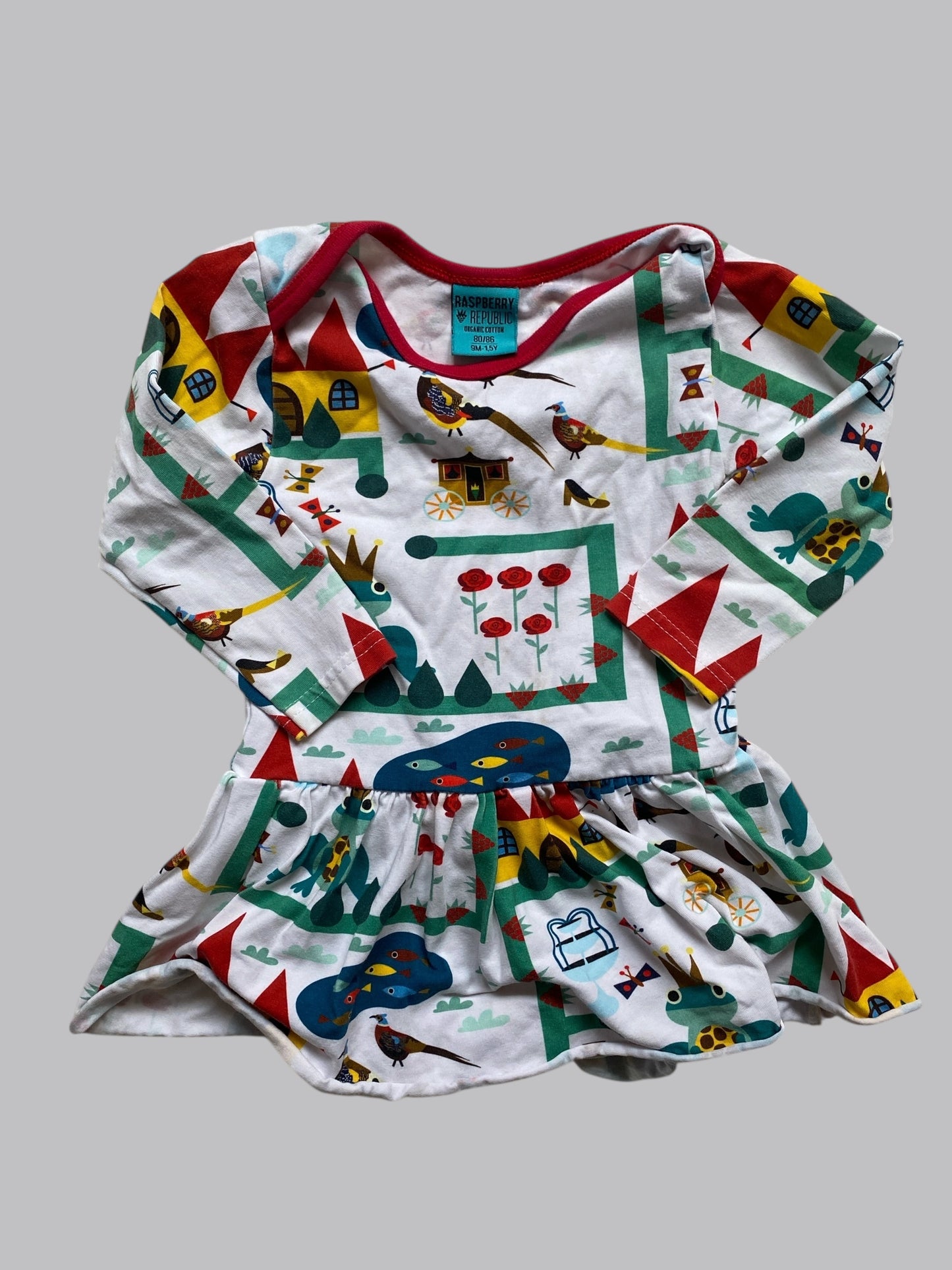 Organic cotton royal ribbit onesie dress 9-18m | Raspberry Republic