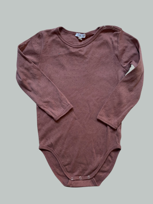 Organic cotton pointelle onesie 2-4Y | Siskin (Mama Owl)