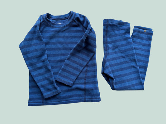 Blue striped fleece baselayer set 5Y | MEC