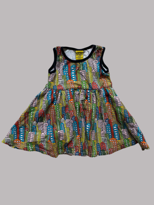 Organic cotton city twirly dress 2-3Y (98, generous) | Duns Sweden