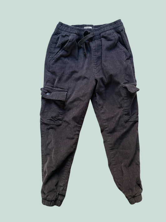 Dark grey cotton corduroy pants with cuffs 6-7Y | F&F