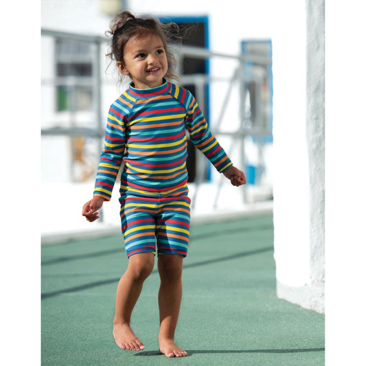 Rainbow striped swim set 12-18m | Frugi