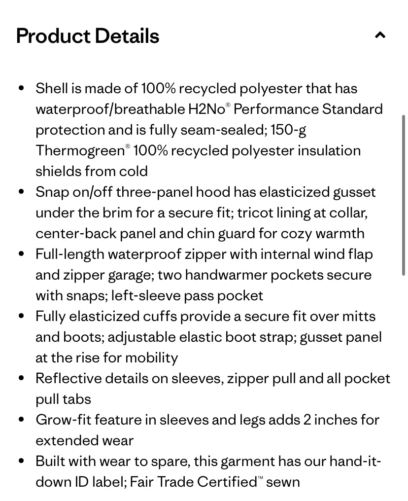 Baby Snow Pile One-Piece snowsuit 12-18m | Patagonia