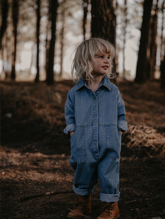 Organic cotton denim boiler suit 18-24m | The Simple Folk