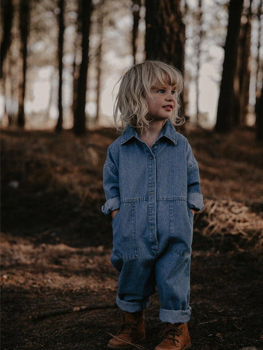 Organic cotton denim boiler suit 18-24m | The Simple Folk