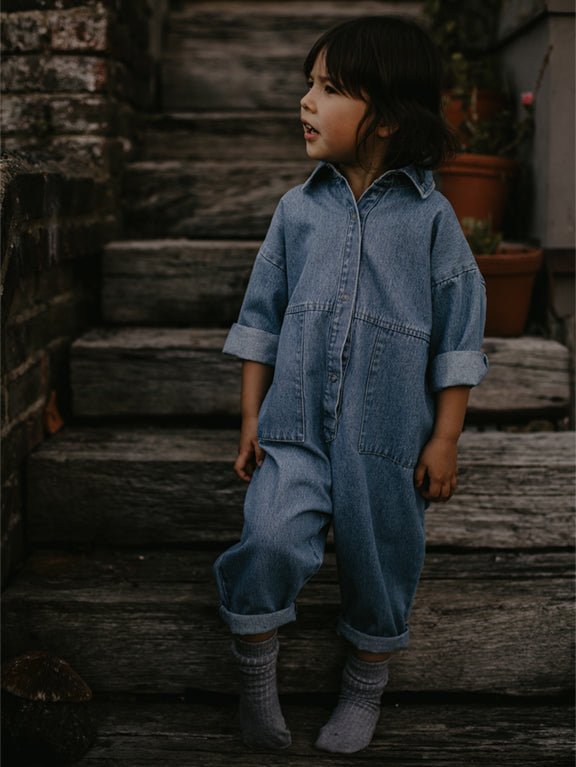 Organic cotton denim boiler suit 18-24m | The Simple Folk