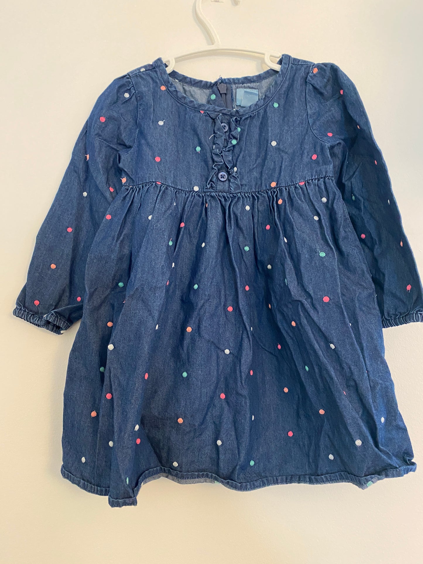 Denim polka dot dress 2Y | Gap