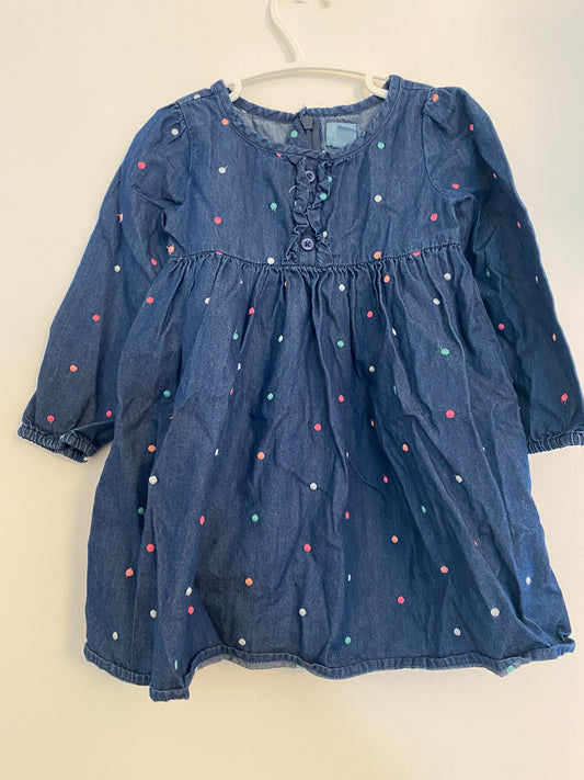 Denim polka dot dress 2Y | Gap