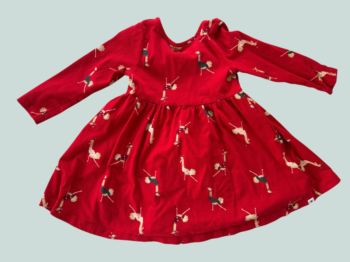 Organic cotton winter ostrich dress 2-3Y | Rise Little Earthling