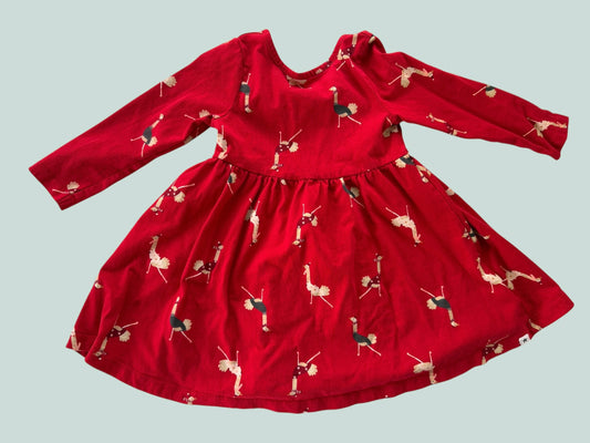Organic cotton winter ostrich dress 2-3Y | Rise Little Earthling