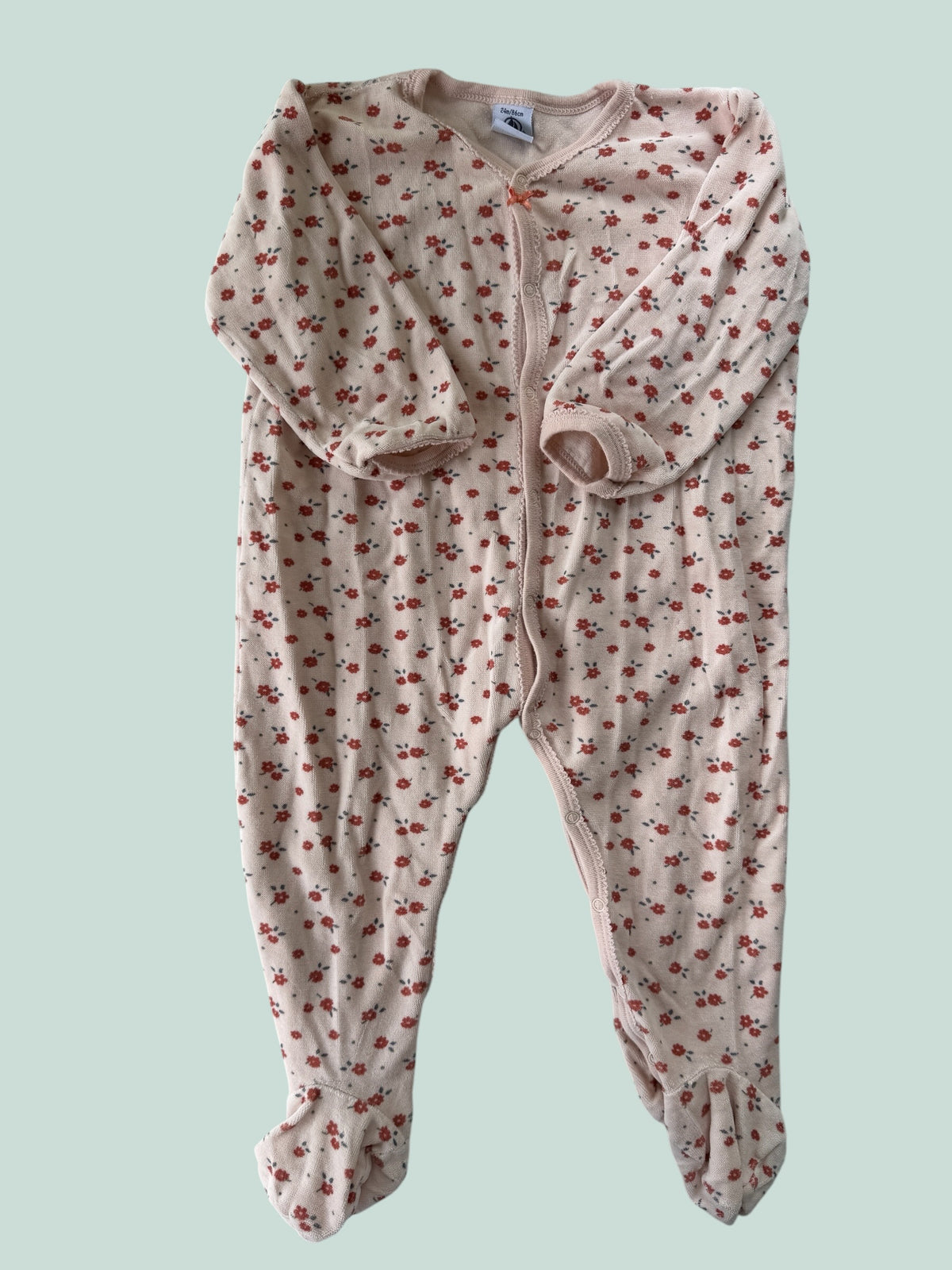 Organic cotton flower snap terry sleeper 24m | Petit Bateau