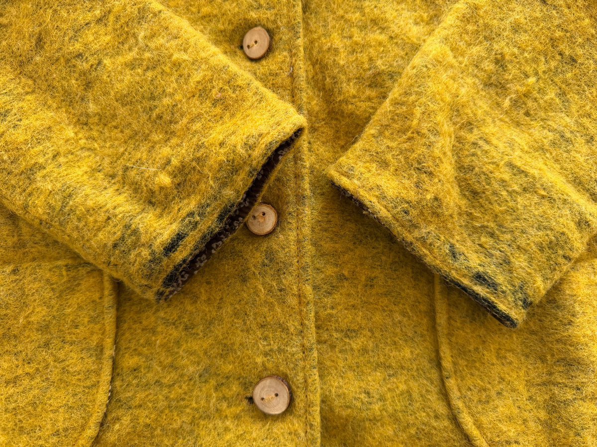 Yellow wool fleece jacket with cotton lining 4-5Y | Kleine Schobbejak