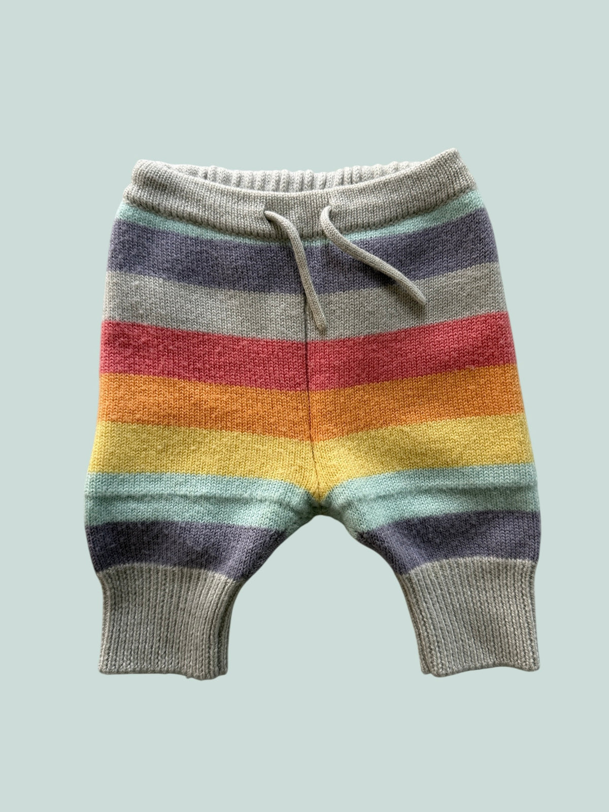 Pastel rainbow striped merino wool pants - various sizes