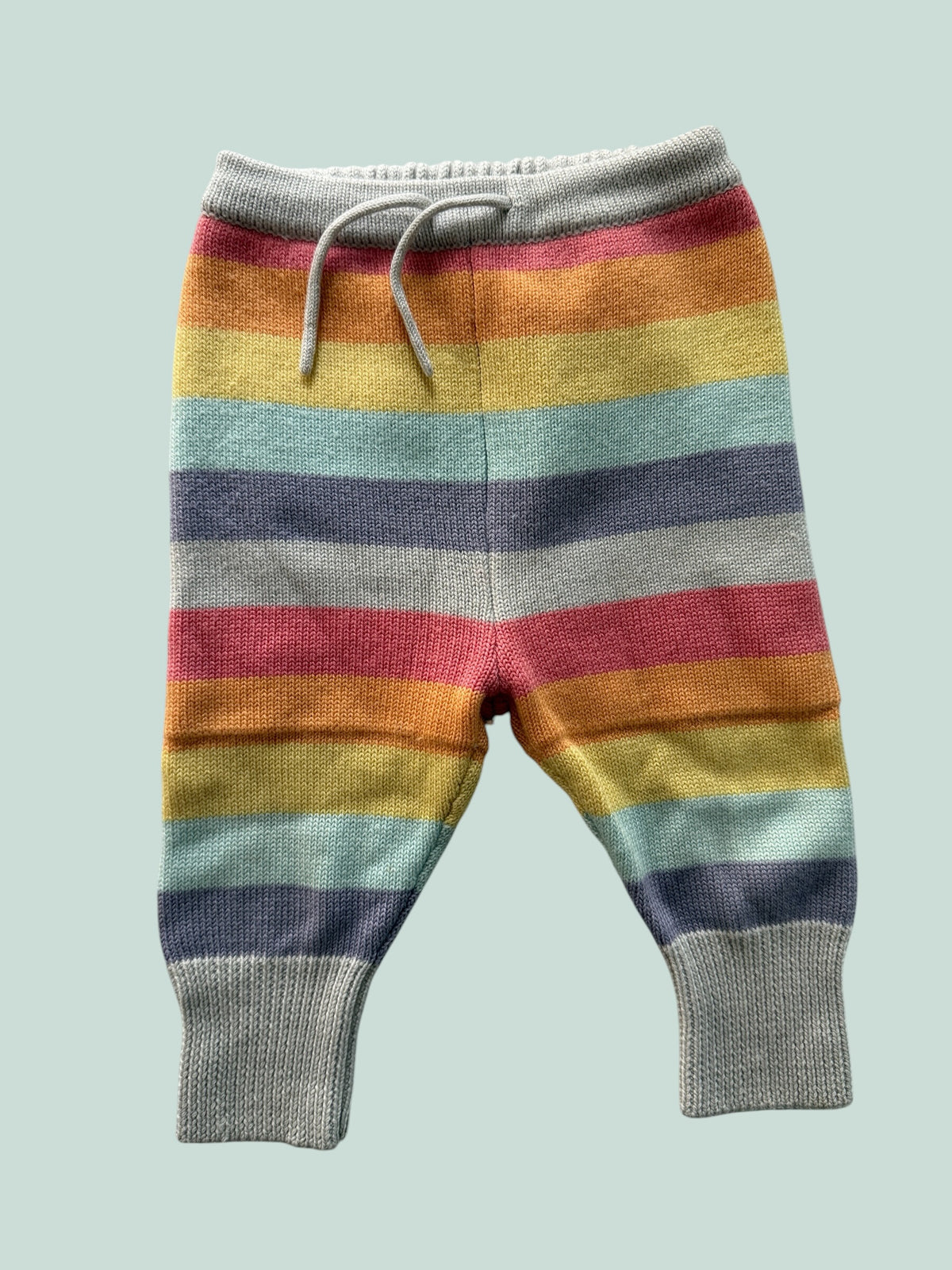 Pastel rainbow striped merino wool pants - various sizes