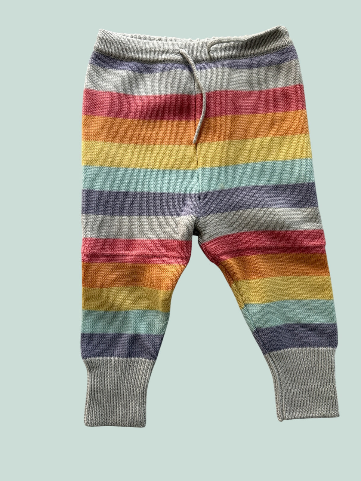 Pastel rainbow striped merino wool pants - various sizes