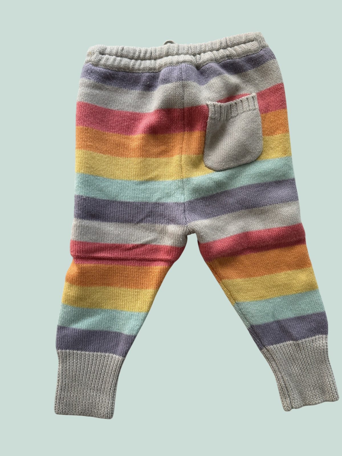 Pastel rainbow striped merino wool pants - various sizes