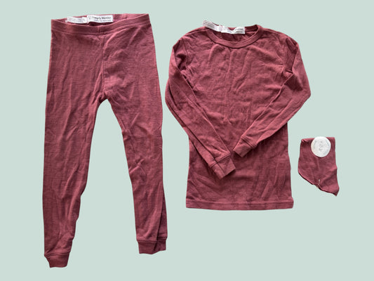Rose merino baselayer set 4Y | Simply Merino