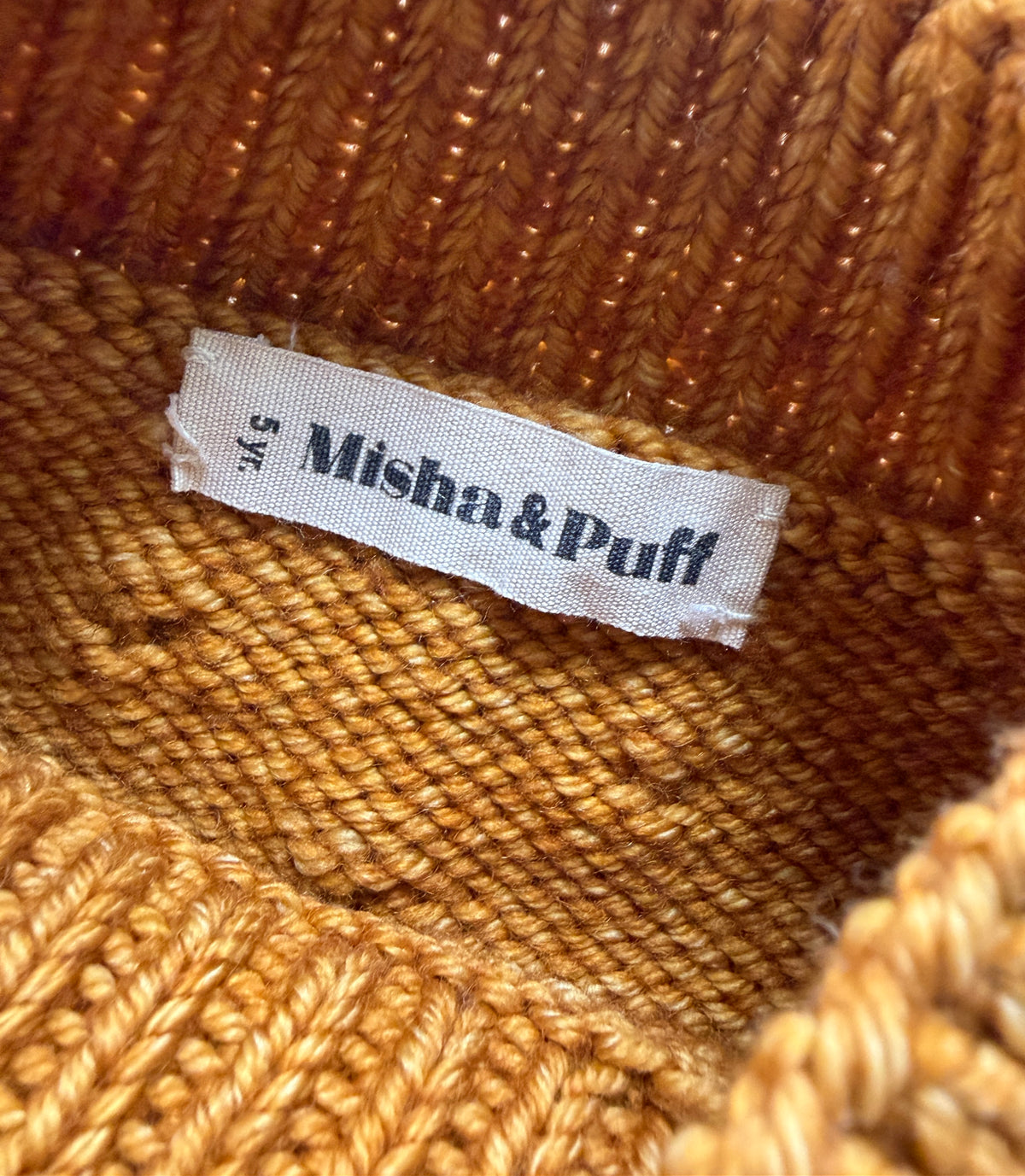 Merino wool popcorn sweater in marigold 5Y | Misha & Puff