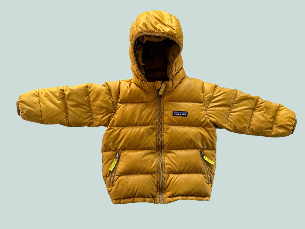 Gold hi-loft down sweater puffer hoodie 2Y | Patagonia
