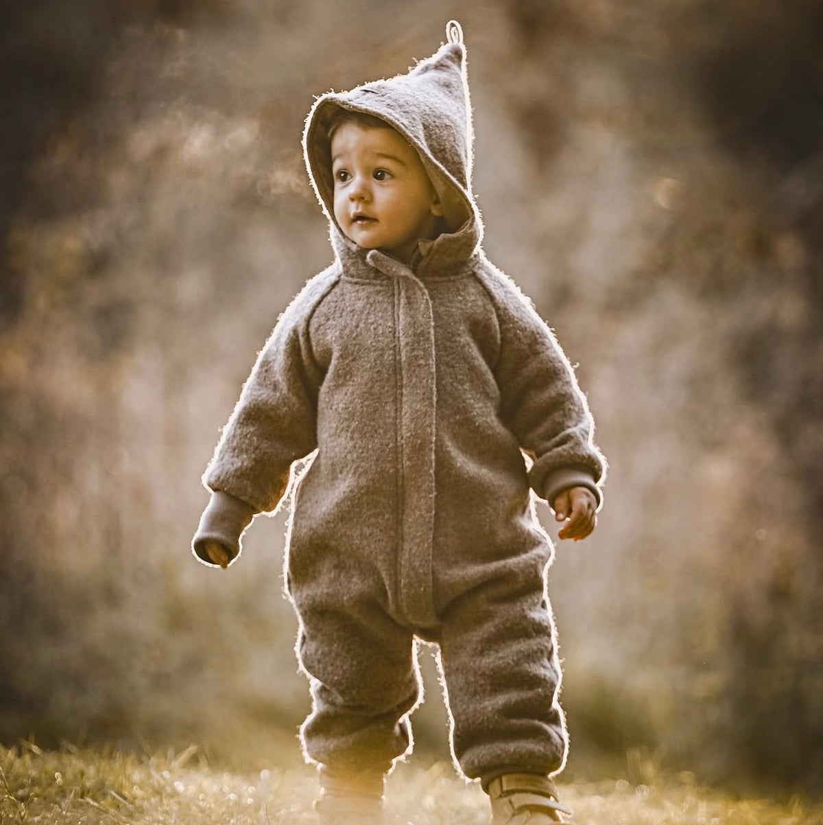Boiled wool bunting suit with cotton lining 18m | Wichtelkitz