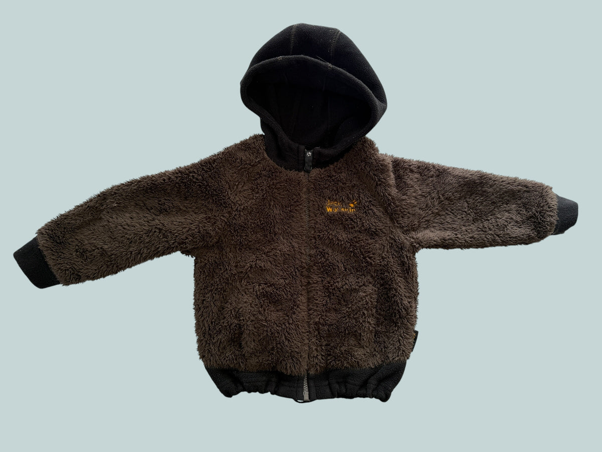 Dark brown sherpa fleece jacket 4Y (104) | Jack Wolfskin