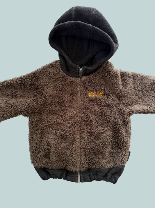 Dark brown sherpa fleece jacket 4Y (104) | Jack Wolfskin