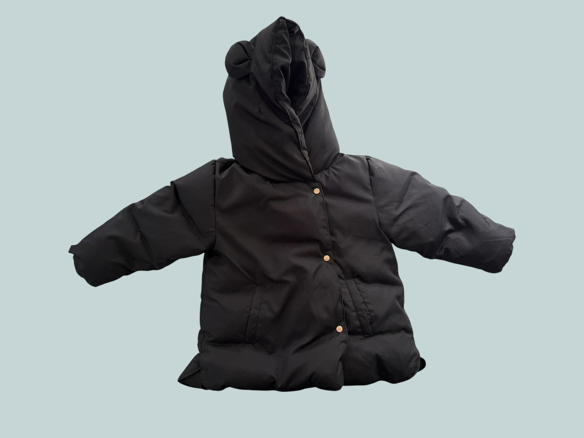 Black puffy jacket with ears 18-24m | Zara