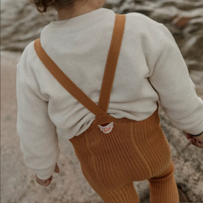 Hippy footless ribbed tights with braces, organic cotton, 2-3Y | Silly Silas