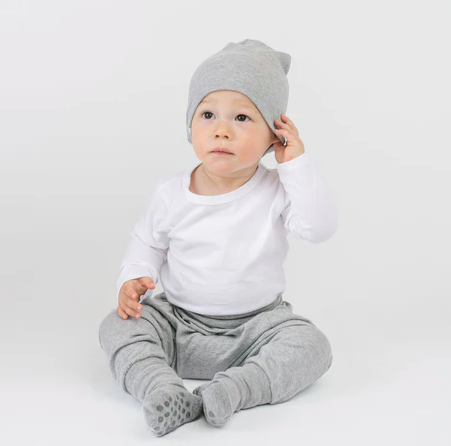 Organic cotton heather grey beanie 12-24m | Mini Mioche