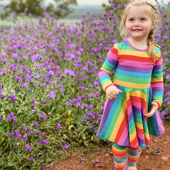 Rainbox striped organic cotton dress 18-24 | Frugi