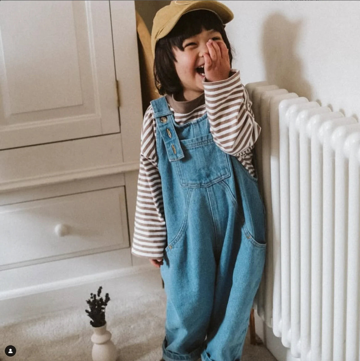 Organic cotton oversized denim overall 18-24Y | The Simple Folk