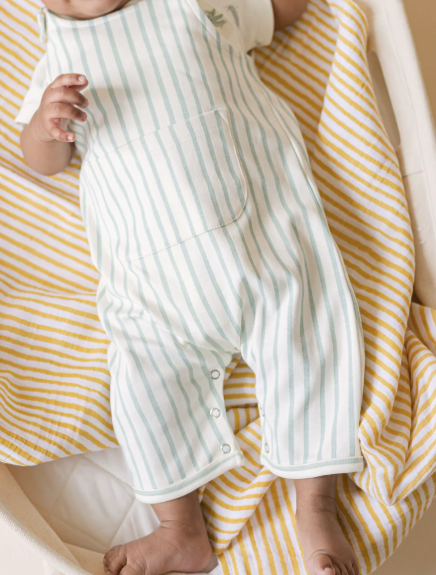 Organic cotton striped overall 0-3m | Pehr
