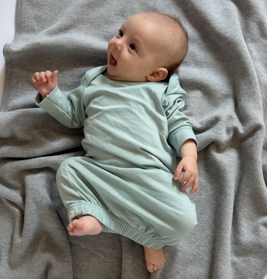 Light blue organic cotton sleep gown 0-5m | Mini Mioche